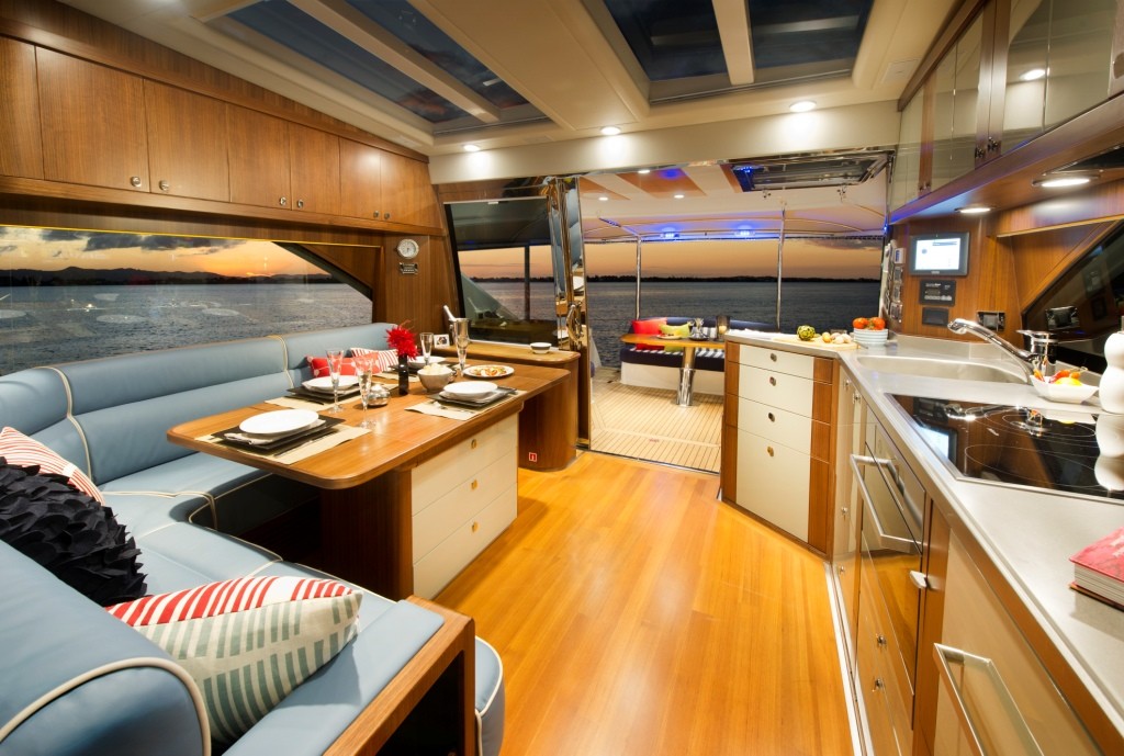 Belize 52 Sedan features a functional, modern saloon and galley © Riviera . http://www.riviera.com.au